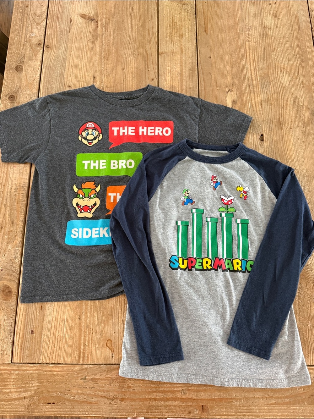 Two Nintendo Super Mario Bros Boys Tees